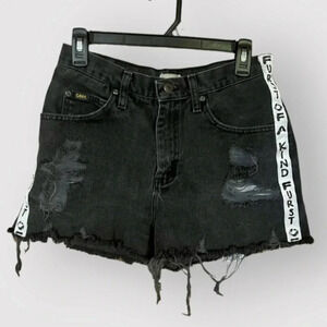 Lee Black Distressed Jean Shorts